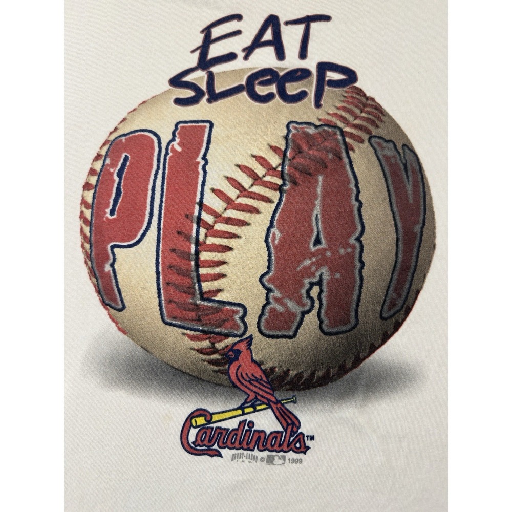 Vintage 90s Delta Pro‎ Weight STL Cardinals T Shirt "EAT PLAY SLEEP "